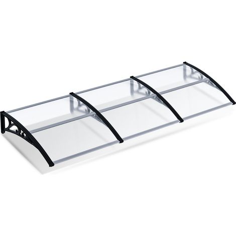 Jiubiaz Pensilina per porta 300 x 100 cm, copertura curva in policarbonato trasparente, staffe ABS, 3 moduli (1/5)