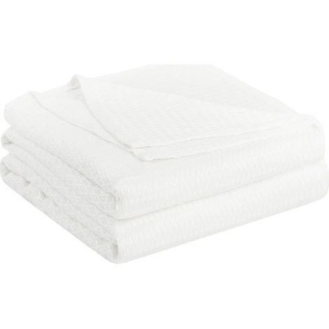 1 Couverture rafraîchissante, fibre de bambou, tissu gaufré respirant, blanche, pour lit et canapé (1/5)