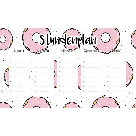 Plan de cours magnétique Donuts roses 45 x 26 cm