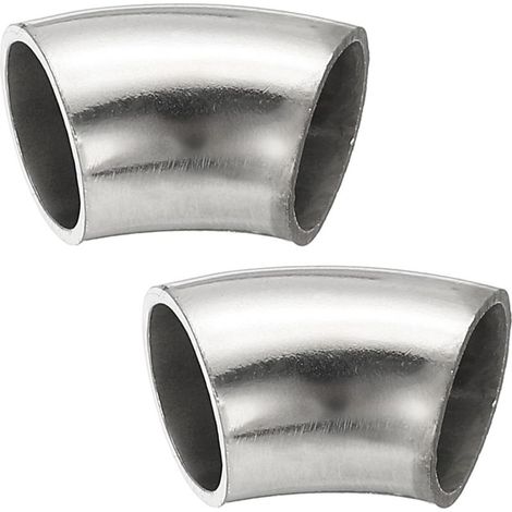 2pcs Coude À 45 Degrés Mandrin, 76mm OD Acier D'échappement Raccord De Tuyauterie 304 Inoxydable pour Exhaust Pipe Stair Handrail HVAC - 16mm (1/5)