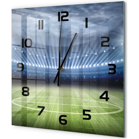 Grande Horloge Murale Carrée Décoration Cuisine en Verre Trempé Silencieuse Moderne Stade 60x60 cm (1/5)