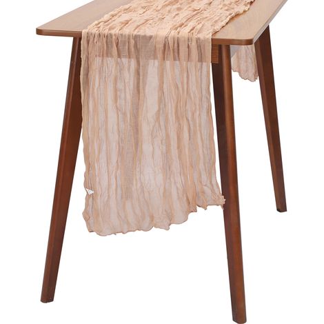 Mantel decorativo de fibra de poliéster color beige-marrón, 90 x 300 cm (35,4 x 118,1 pulgadas) – Mantel ligero y suave con aspecto de lona para bodas, bautizos y ocasiones especiales. (1/5)