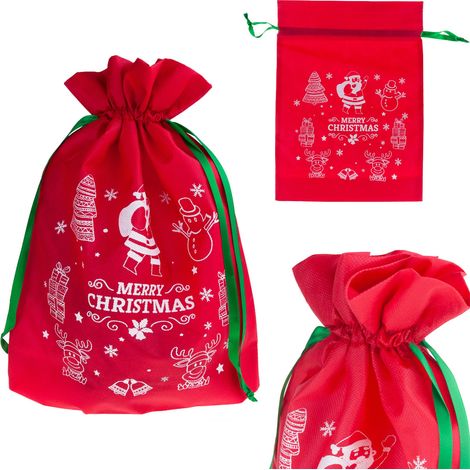 TG61382-2 SACCHETTO REGALO DI NATALE SACCHETTO REGALO CONFEZIONE ECOLOGICA ROSSA