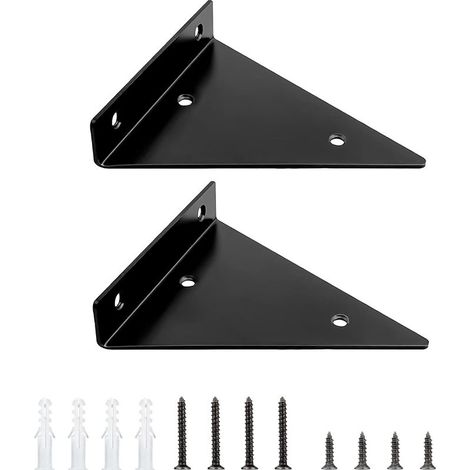 2 Pièces Supports d'étagère Flottants, Supports à Tablettes Muraux Triangulaires Invisibles, Equerre Etagere Murale Métal pour étagère (1/5)