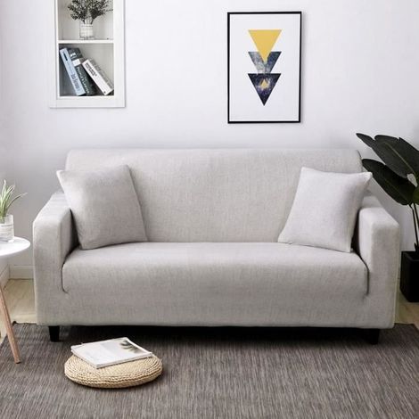 1 housse de canapé, extensible, housse de canapé gris, pour canapés 4 places, 235-300 cm, salon contemporain
