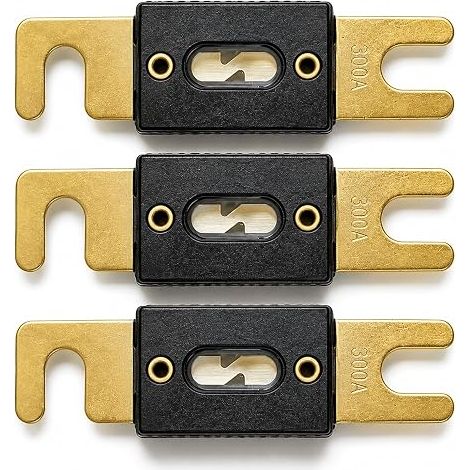 300A Copper ANL Fuse Anti Voltage Drop 3 Pack 32V DC Flat Fuses for Car Audio System, Motorhome, Battery, Cable and Regulator, High Heat Dissipation (1/5)