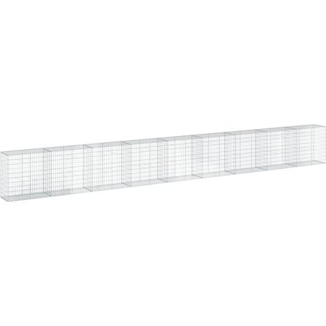 Muro de contención de jaula de valla de gaviones con cubierta 900 x 50 x 100 cm hierro galvanizado Plata 020040213