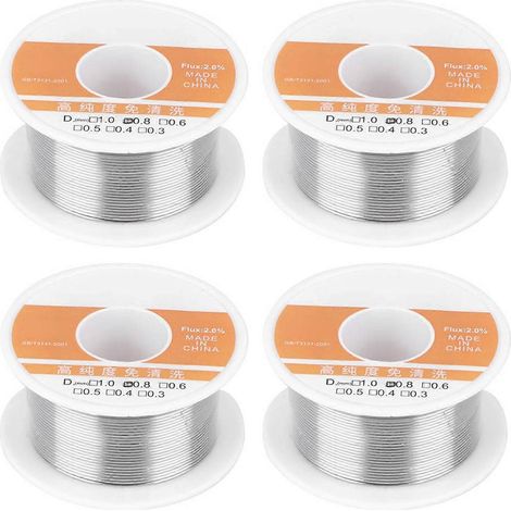 4 morceaux de fil à souder étamé de haute pureté (0,8 mm) pour fers à souder NoClean et accessoires de soudage