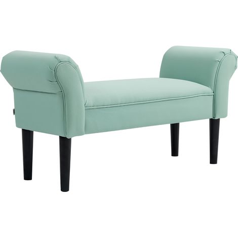 Panca imbottita/panca da comodino per camera da letto, tessuto voile, verde, 102 x 36 x 51 cm