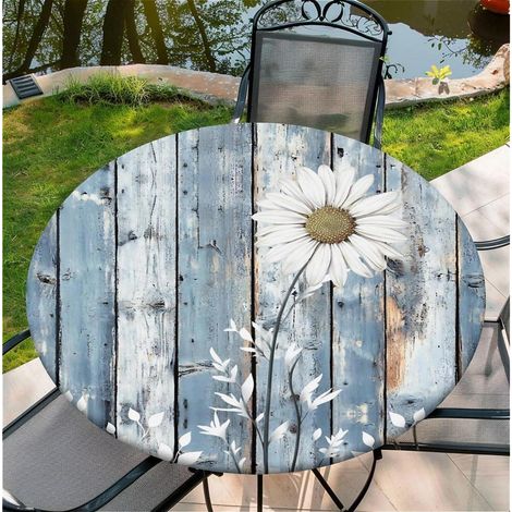 Runde Tischdecke mit Gummizug 150cm, abwischbar, wasserdicht, für Garten & Küche