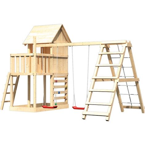 Akubi Stelzenhaus Frieda natur DS+KG+Kletterwand