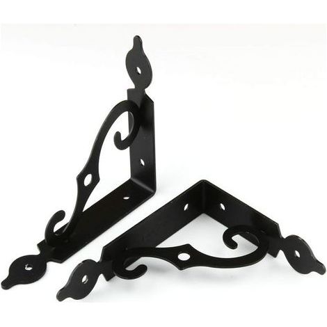 4 Pezzi Angolari per Scaffale a Parete, Supporti Angolari in Ferro per Mensole da Parete, Fissaggio a Muro a Forma di L, per Montaggio a Parete, Giardino, Decorazione Fai da Te (Nero) (1/5)