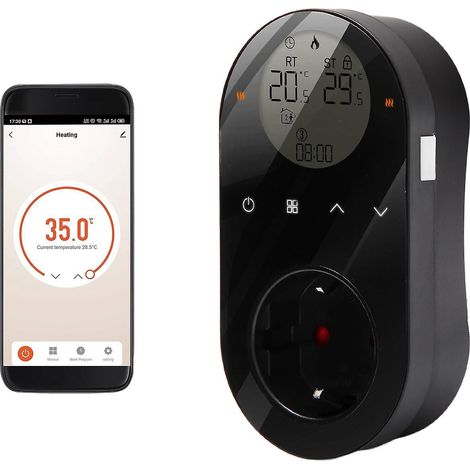 WLAN-Digitalthermostat-Steckdose, 16-A-Steckdose, Tuya-App-Sprachsteuerung, Temperaturregler