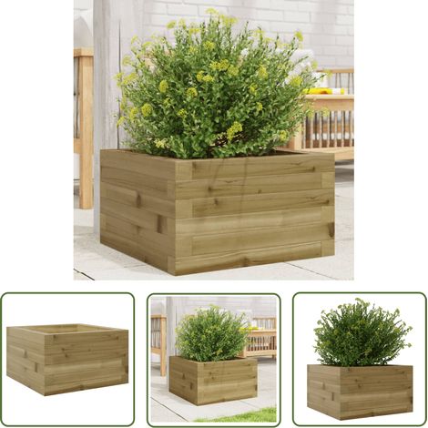 The Living Store Jardinière 40x40x23 cm bois de pin imprégné - Jardiniered'extérieure - Jardinière Bois - Pot De Fleurs Extérieur - Pot De Fleurs Design - Jardinière Ronde (1/5)