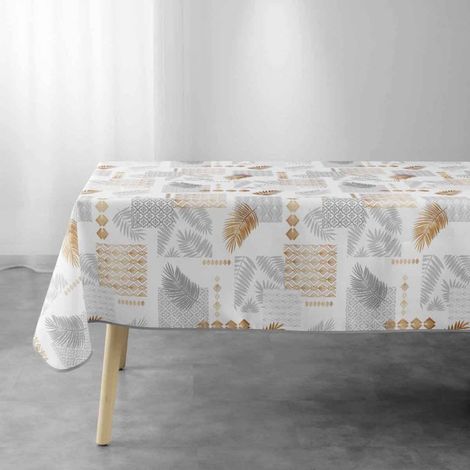 Nappe Imprimée "Olenna" 150x300cm Jaune & Blanc (1/3)
