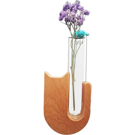 Blumenvase fürs Auto Verbessertes Hydroponik-Reagenzglas-Set aus Buchenholz Auto-Innenausstattung (1/5)