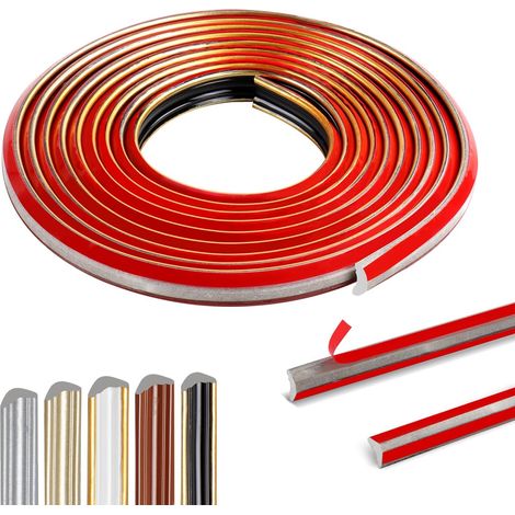 300cm Flexible Moulure Plafond Adhesive,PVC Moulure Murale ImperméAble, Moulure Decorative,Baguette De Finition Quart De Rond PVC Pour Mur, Coin De Bord,Porte Et Miroir Bord (12 X 9mm / Or Noir) (1/5)
