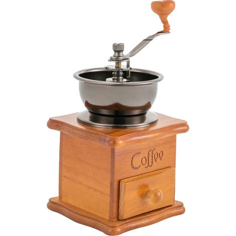 Molinillo de café manual, tamaño de molienda ajustable, diseño elegante, color marrón. (1/2)