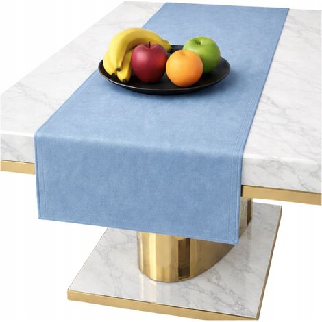 Runner da tavola in velluto BLU per tavolo 40x140 cm, classico liscio "azzurro cielo"