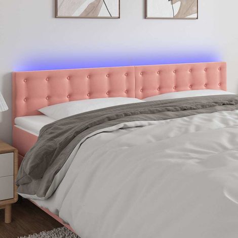 vidaXL Cabecero con LED de terciopelo rosa 180x5x78/88 cm (1/5)