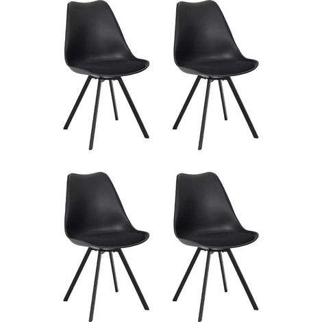 Lot de 4 Chaises Avec Coussin "Atome" 82cm Noir (1/5)