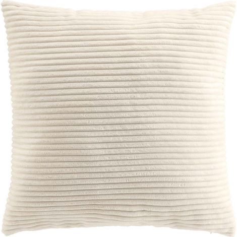 Coussin Déco en Velours Côtelé "Nils" 45x45cm Naturel (1/3)