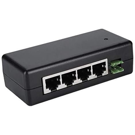 Commutateur PoE Fast Ethernet 4 ports, adaptateur secteur 12 ports DC12V-48V Injecteur d'alimentation Ethernet PoE, commutateur Gigabit 4 ports Adaptateur secteur pour caméra IP 10 / 100Mbps, noir (1/5)