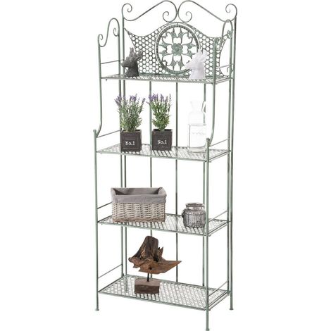 Etagère de rangement plantes 4 niveaux en fer 153x61x33 cm vert vieilli ETA10022 (1/4)