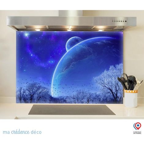 Fond de hotte : Ciel bleu d'hiver - Verre trempé - 90 cm - 60 cm (1/5)