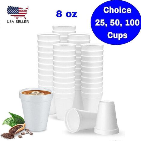 Gobelet jetable en mousse de 23 cl (8 oz) - Polystyrène blanc - Pour boissons chaudes et froides (1/5)