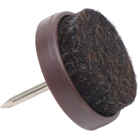 Adsamm® / 32 x feltrini con chiodo / marrone / Ø 20 mm / tondi / scivoli in plastica con chiodo e base in feltro / piedini protettivi per mobili Adsamm® Quality (1/2)
