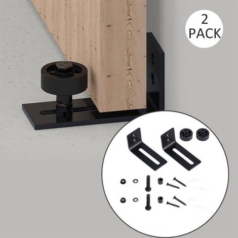 2 PACK Ajustable Guide de Plancher Mur / porte Guide Inférieur Pour Porte en Bois Coulissante, Noir (1/4)