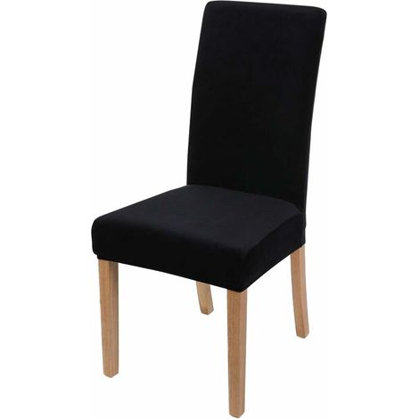 Velvet Stretch Dining Chair Covers, Washable Removable Dining Chair Covers, Set of 2, Black (1/5)