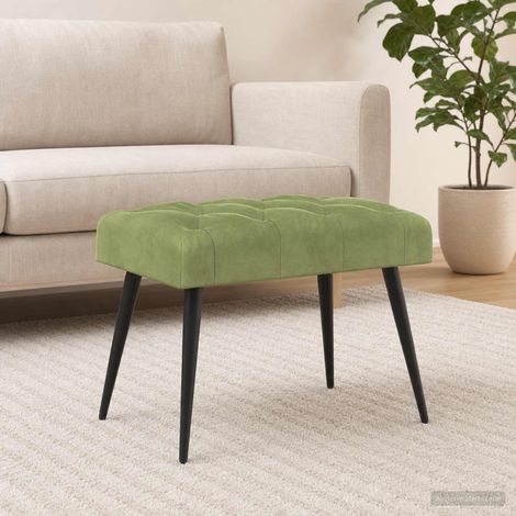 vidaXL Panchina con bottoni imbottiti Verde chiaro 60 x 40 x 45 cm