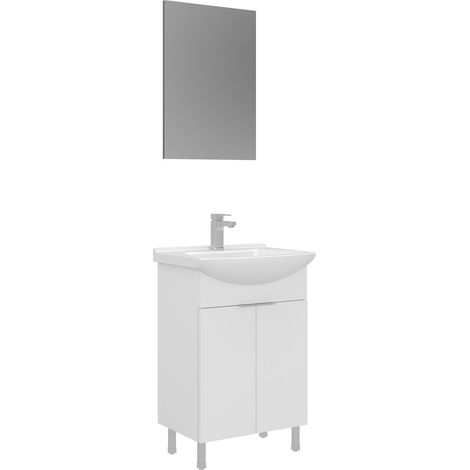 Ensemble Meuble Vasque avec Miroir (2 Pièces) "Purus 55" - 55 x 2 x 83 cm - White (1/3)