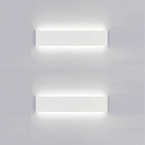 2x Applique Murale Interieur LED 30CM Lampe Murale 12W Blanc Froid Luminaire Mural Moderne pour Chambre Salon Escalier Couloir (1/4)