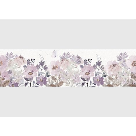 AG Design Bordura Autoadesiva Fiori Viola ad Acquerello, AWB 8482  Decorazione Impermeabile per Pareti, Mobili, Carte da Parati, Rivestimenti Murali, Pellicola  Larghezza 500 x Altezza 13,8 cm (1/5)