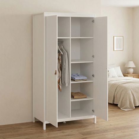 Dmora - Armario 2 puertas Zagabria, Muebles de dormitorio, Vestidor, Armario de ropa, 102x58 h199 cm, Blanco (1/5)