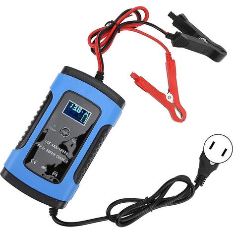 Motorrad-Batterieladegerät 12V/6A mit Digitalanzeige, intelligentes Reparaturwerkzeug, 100–240V-US-Stecker