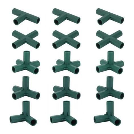 Lot de 15 Connecteurs De Cadre De Serre, Connecteurs d'angle pour Cadre De Jardin Tige d'hélice de 16 mm 5 Types de Support Stable Robuste pour Serre (1/5)