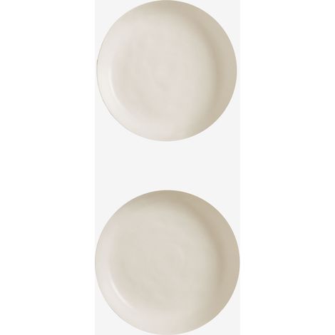 SKLUM 2er-Pack tiefe Teller aus Steingut Belvere Gardenia Weiß                                  