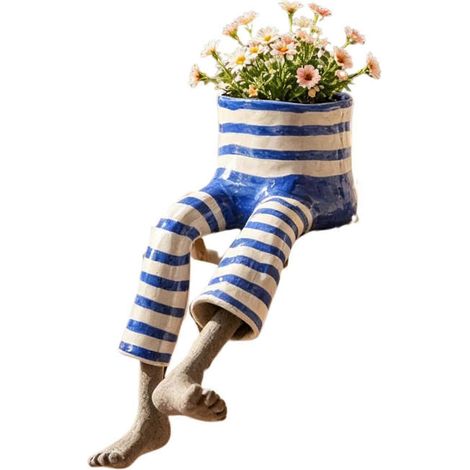 Cache-pot décoratif en forme de jambes humaines pot pour plantes grasses original avec pieds adapté pour coin lecture moderne (1/5)