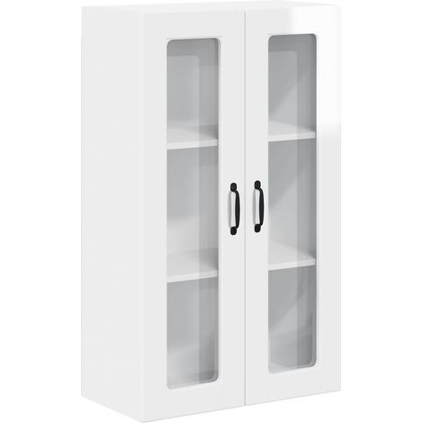 Maison Exclusive - Mobile in vetro da parete PORTO Bianco Lucido 60 x 31 x 100 cm (1/5)