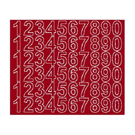 Pegatinas autoadhesivas con números de 3 cm, color rojo oscuro mate. (1/2)