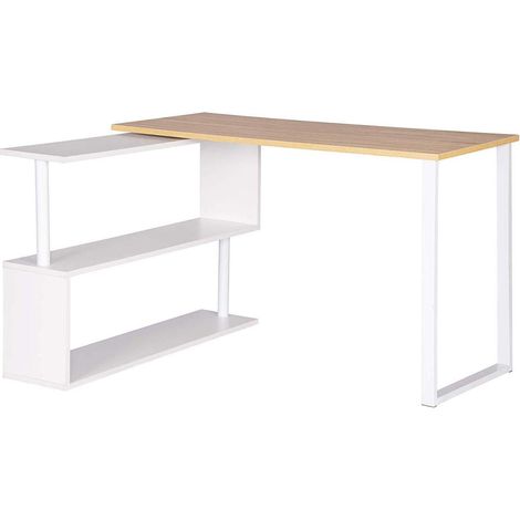 WOLTU Schreibtisch Arbeitstisch mit Ablagen MDF Hell Eiche (1/5)