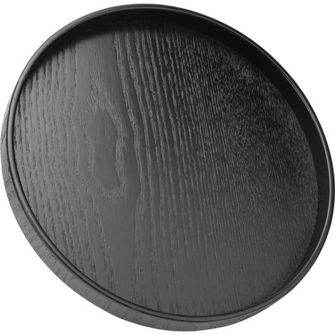 Plateau rond en bois noir pour tasse à thé, support de plat et service, noir 24 cm (1/4)