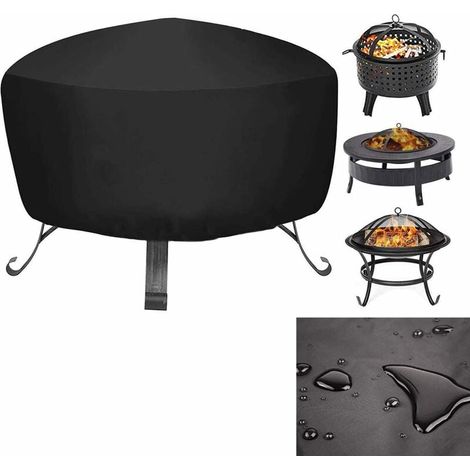 Housse de protection pour brasero rond, cordon de serrage pour imperméable, coupe-vent, résistant aux UV, tissu Oxford 80 x 65 cm pour four, table à manger et chaises et jardin (1/5)