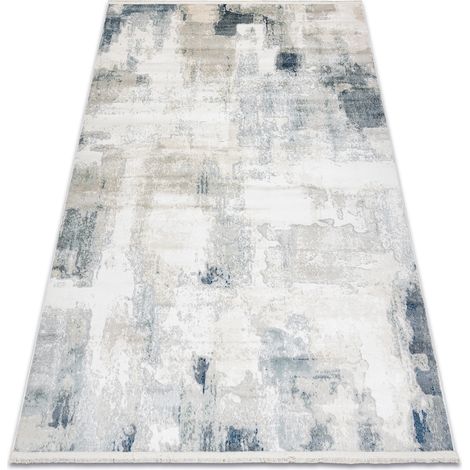 DISTIN 0144A white / cream / beige modern carpet - Abstraction, vintage, fringes white 80x150 cm