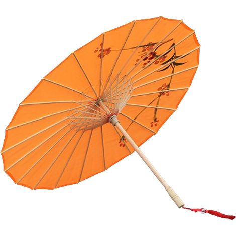 Parasol décoratif chinois en papier peint à l'huile (orange) (1/5)