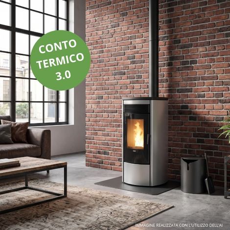 Stufa a pellet ventilata avorio con wifi Omega 120s da 12.5 kW (1/5)